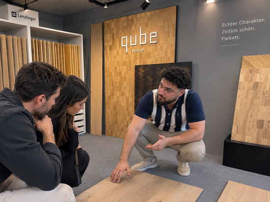 Beratung Privatkunden in der Ausstellung der Lenzlinger Bodenbeläge AG